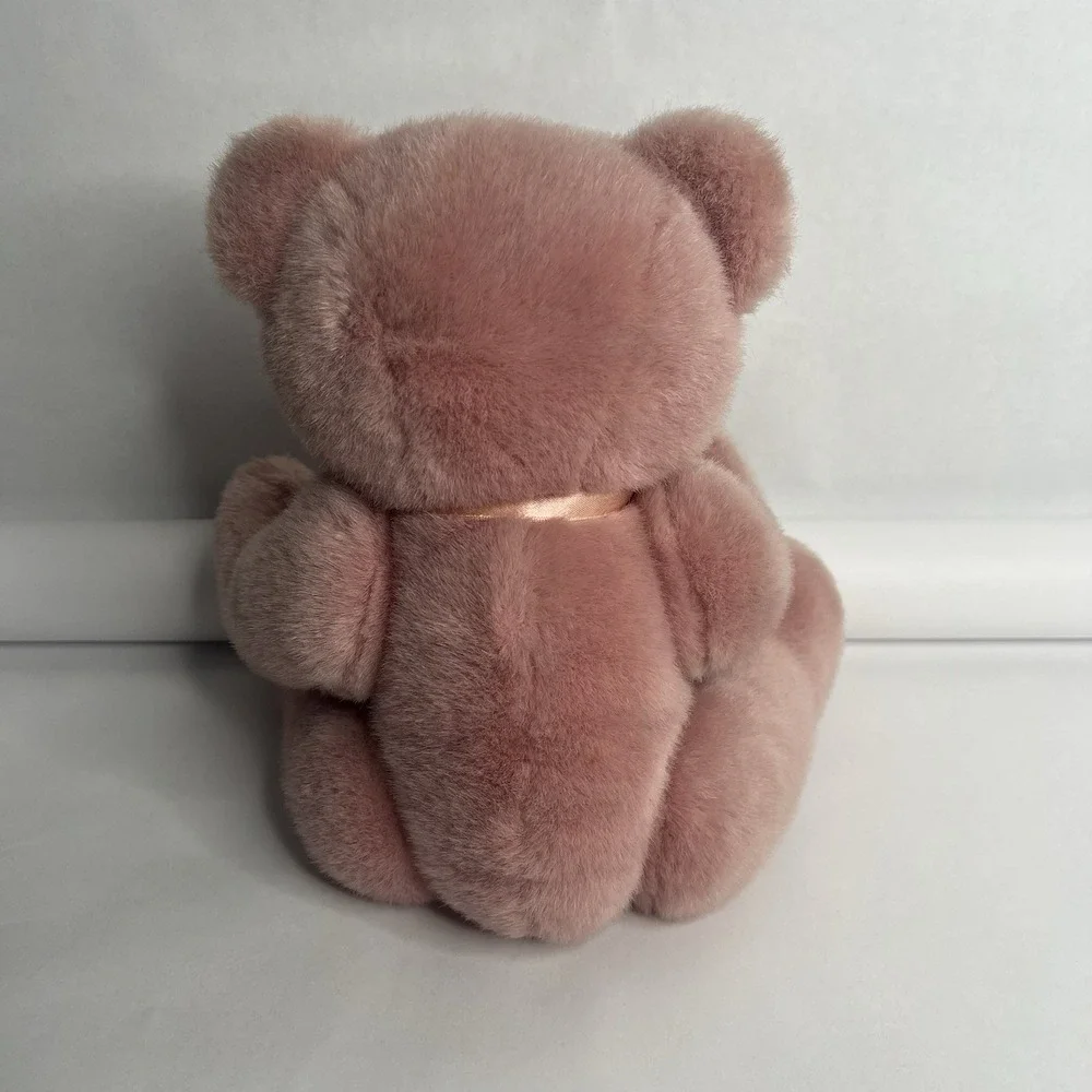 Rare VTG 1989 Dakin Dusty Pink Jointed Teddy‎ Bear Bow Plush Stuffed Animal 14